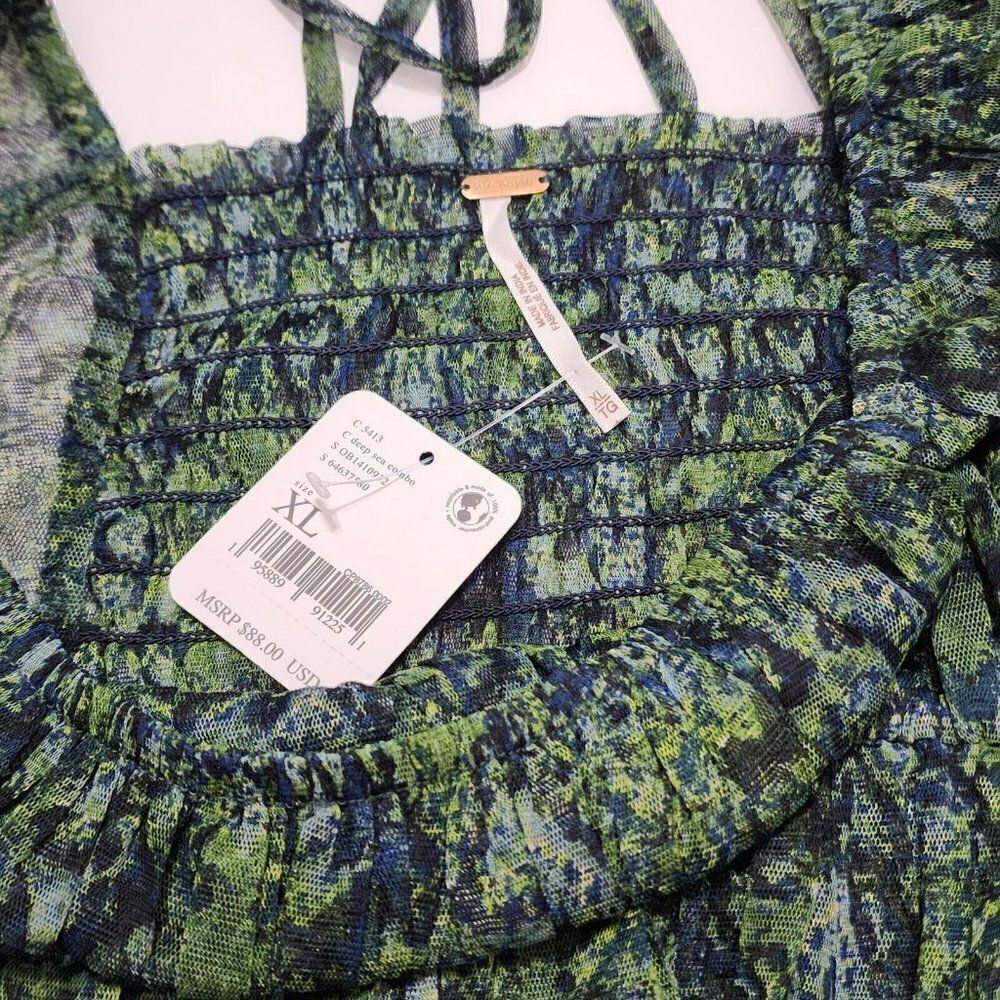 NWT - Free People Women's - XL - Penelope Top Deep Sea Combo Green - Picture 6 of 12